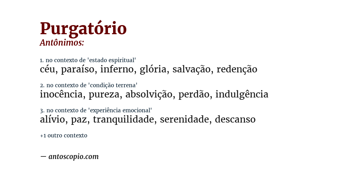 Antônimo de purgatório