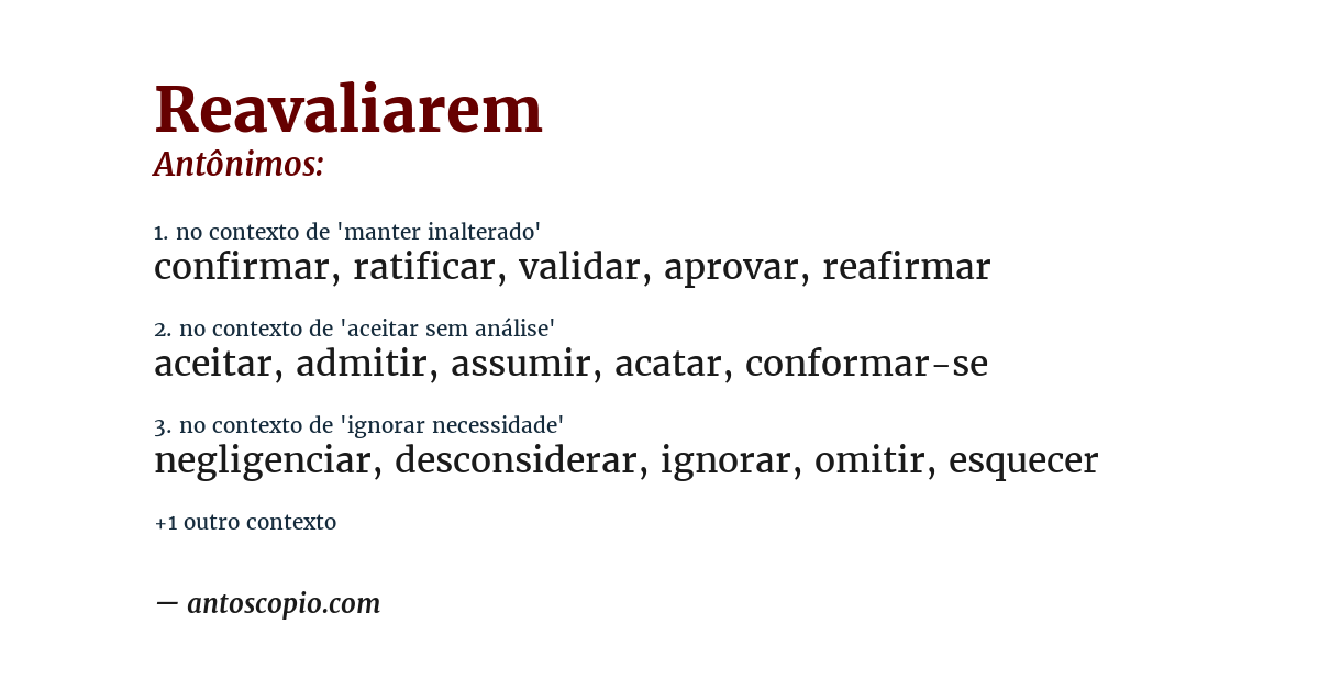 Antônimo de reavaliarem