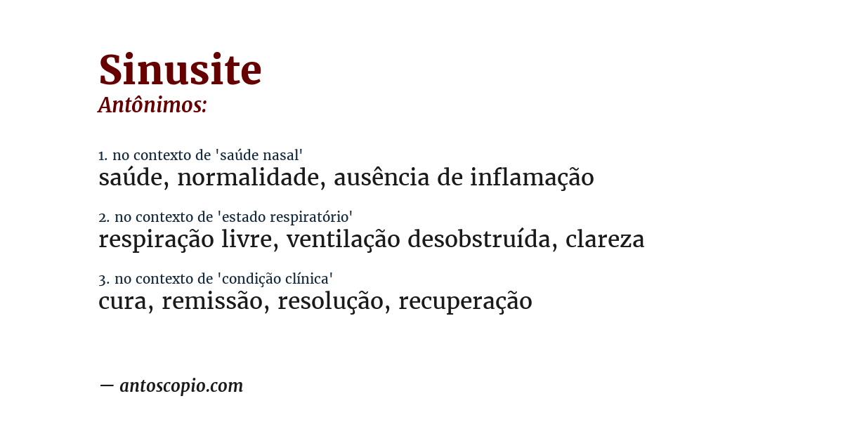 Antônimo de sinusite