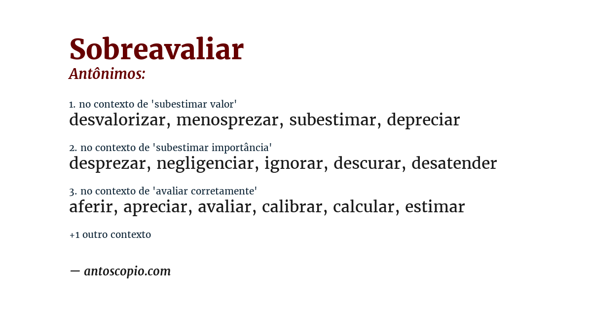 Antônimo de sobreavaliar
