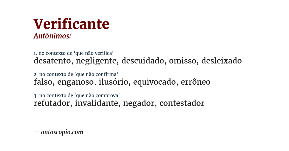 Antônimo de verificante