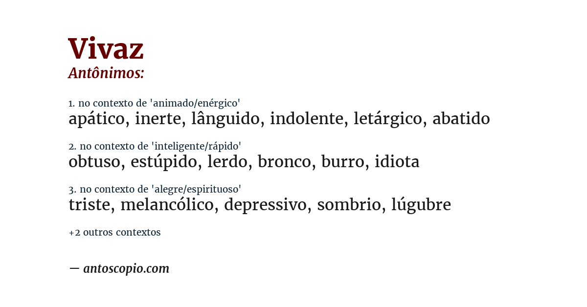 Antônimo de vivaz