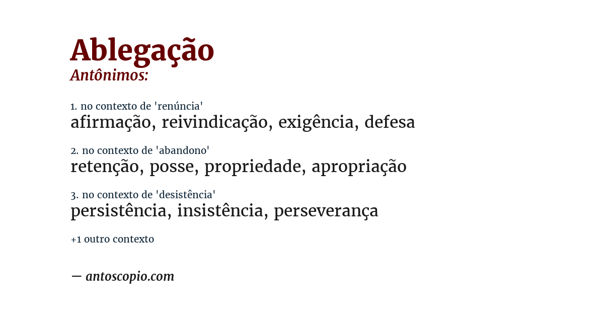 Antônimo de ablegação