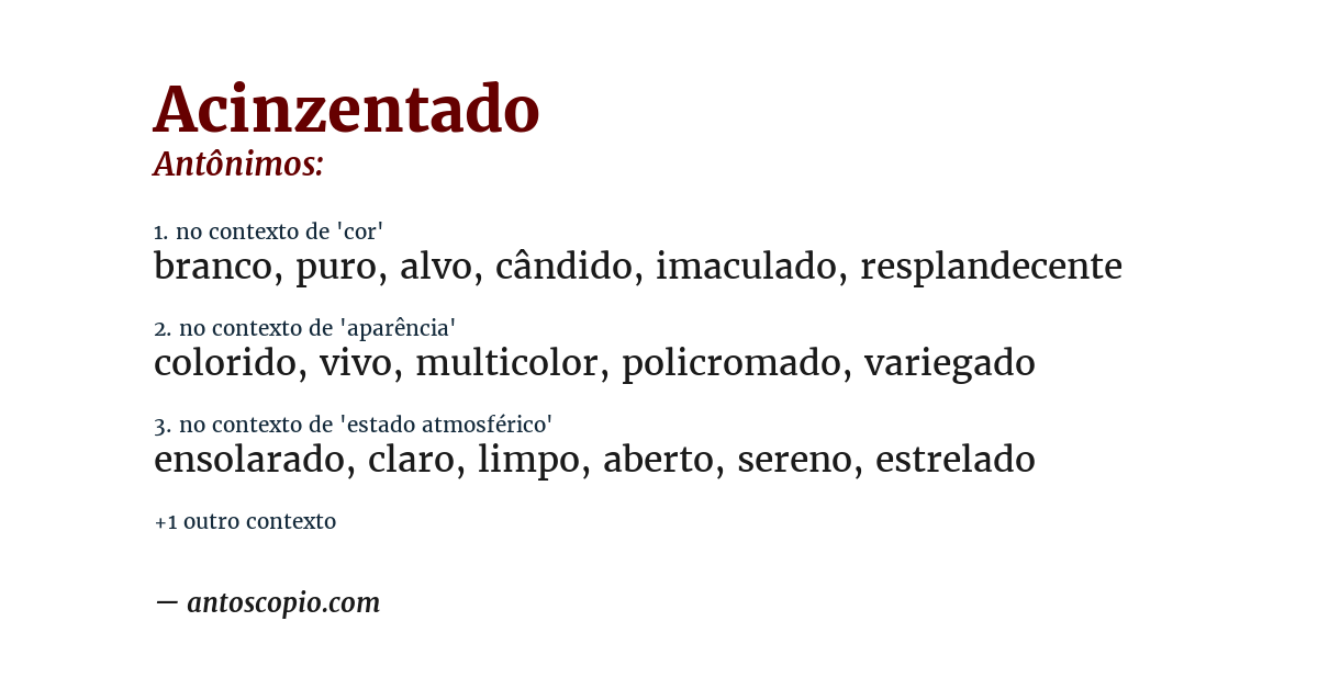 Antônimo de acinzentado