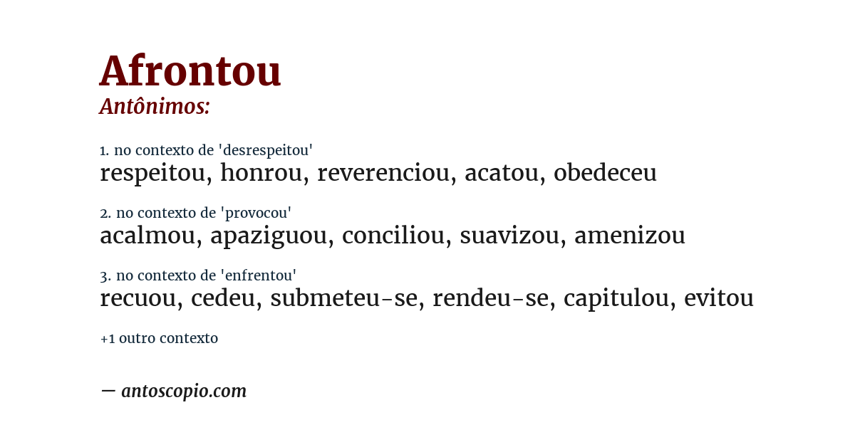 Antônimo de afrontou