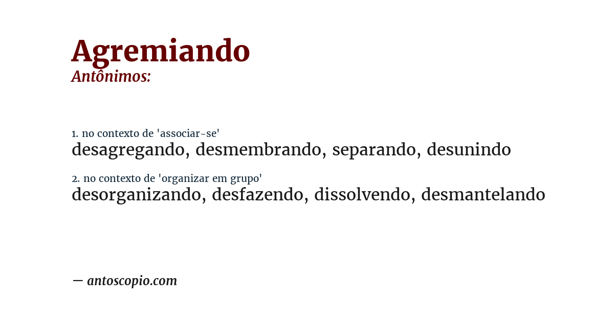 Antônimo de agremiando