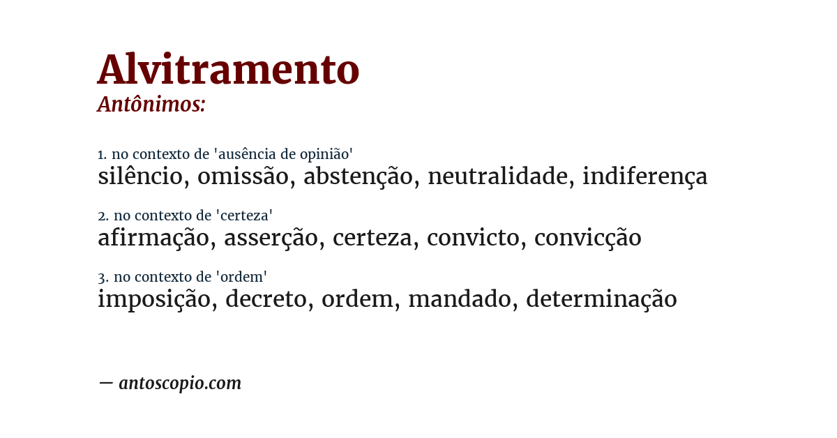 Antônimo de alvitramento