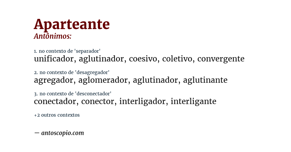 Antônimo de aparteante