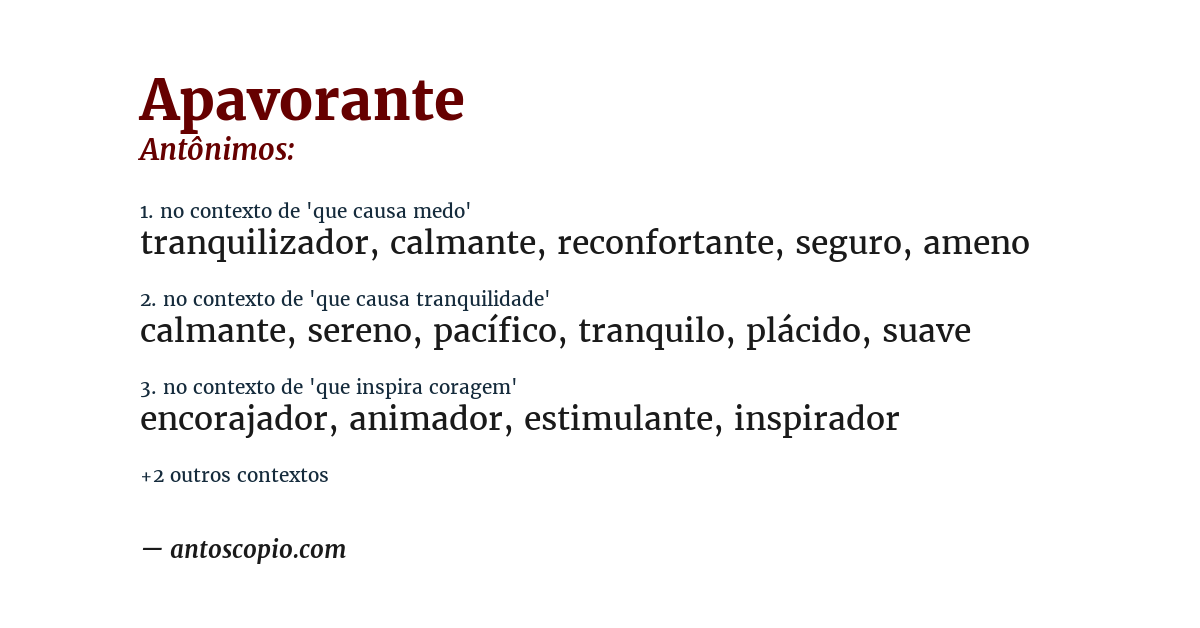 Antônimo de apavorante