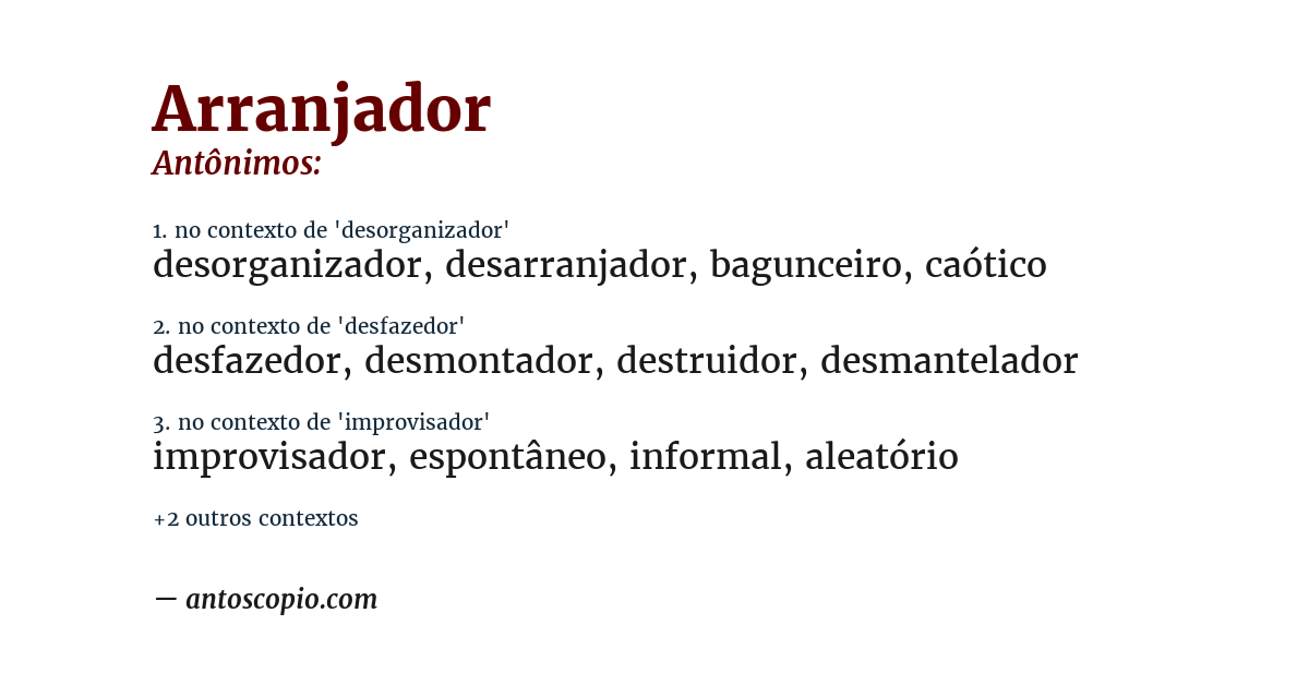 Antônimo de arranjador