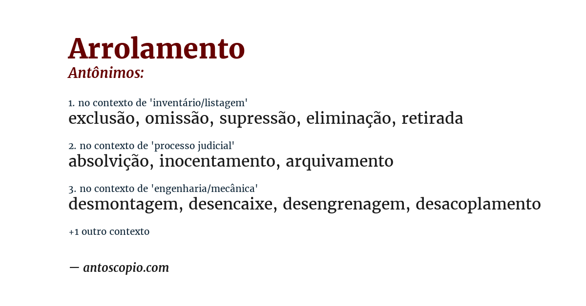 Antônimo de arrolamento