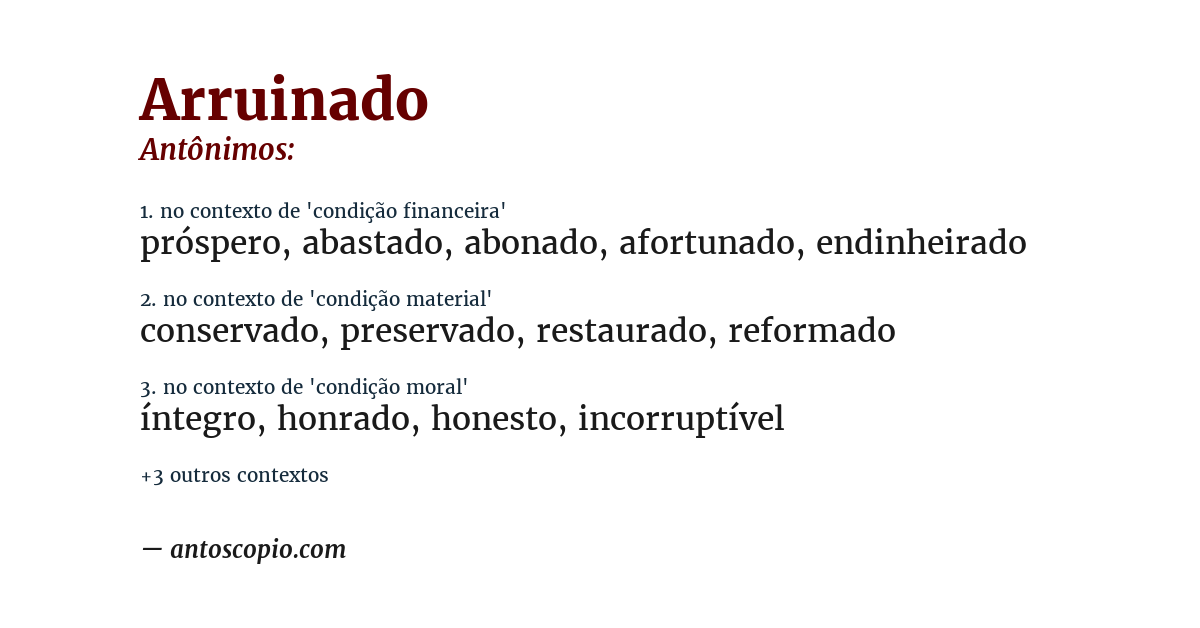 Antônimo de arruinado