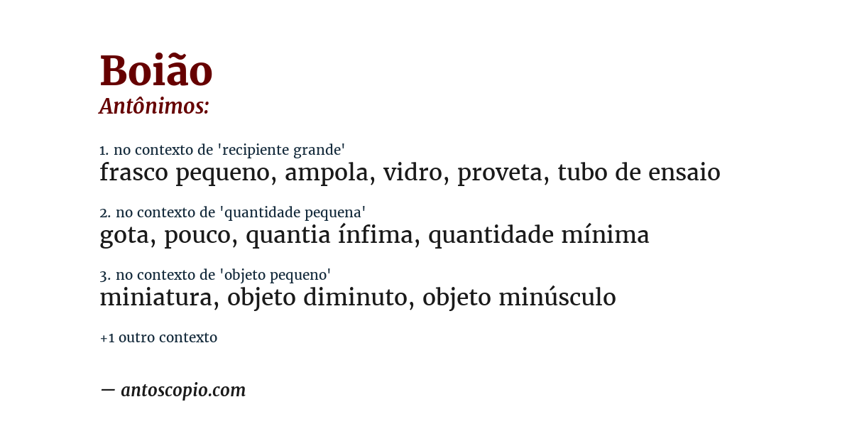 Antônimo de boião
