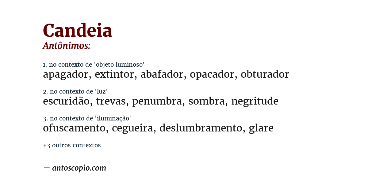 Antônimo de candeia
