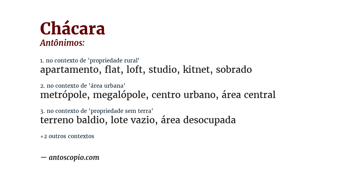 Antônimo de chácara