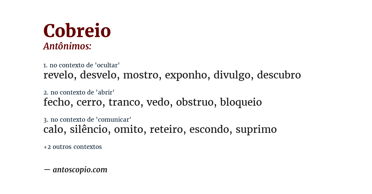 Antônimo de cobreio