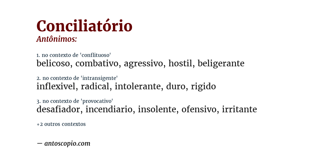 Antônimo de conciliatório