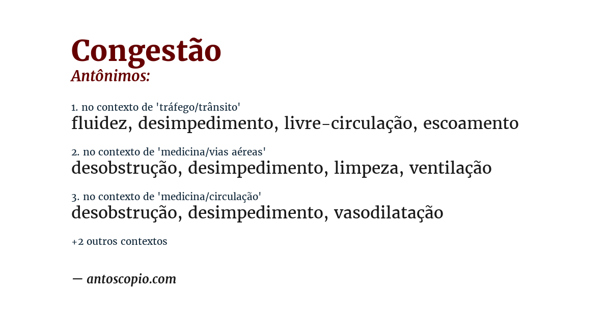 Antônimo de congestão