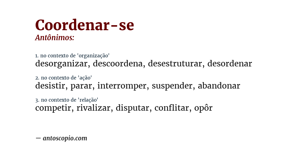 Antônimo de coordenar-se