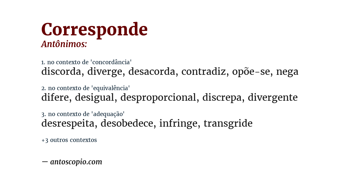 Antônimo de corresponde