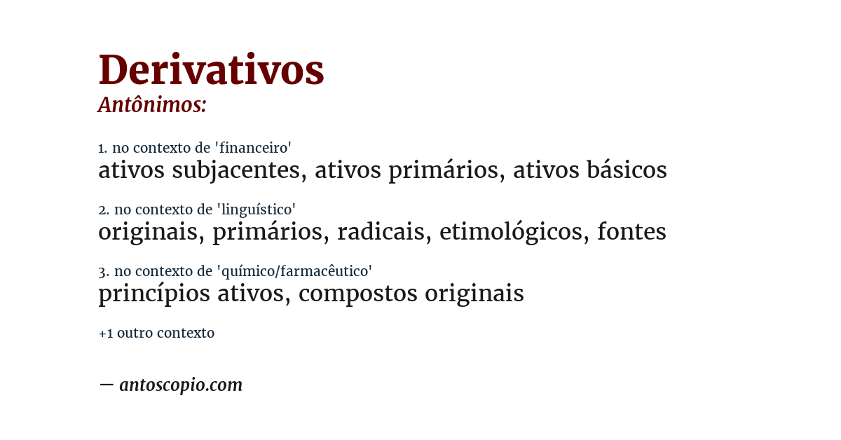 Antônimo de derivativos