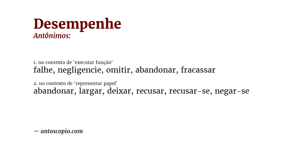 Antônimo de desempenhe