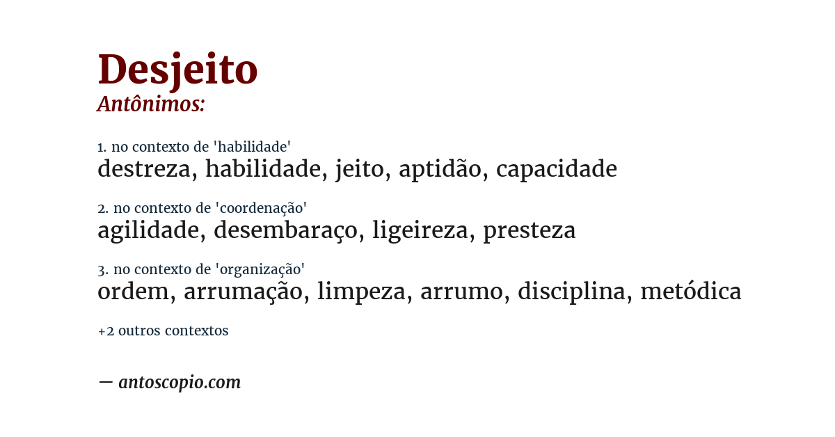 Antônimo de desjeito