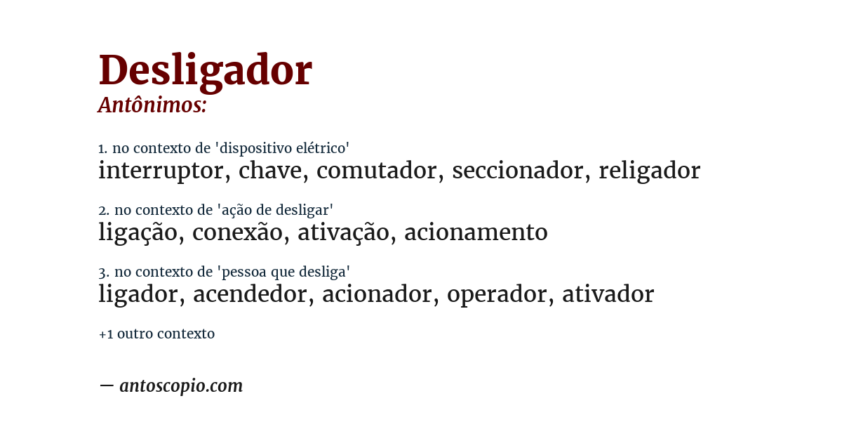 Antônimo de desligador