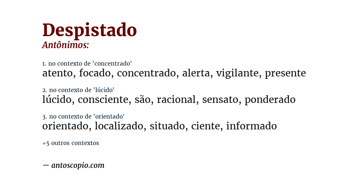 Antônimo de despistado
