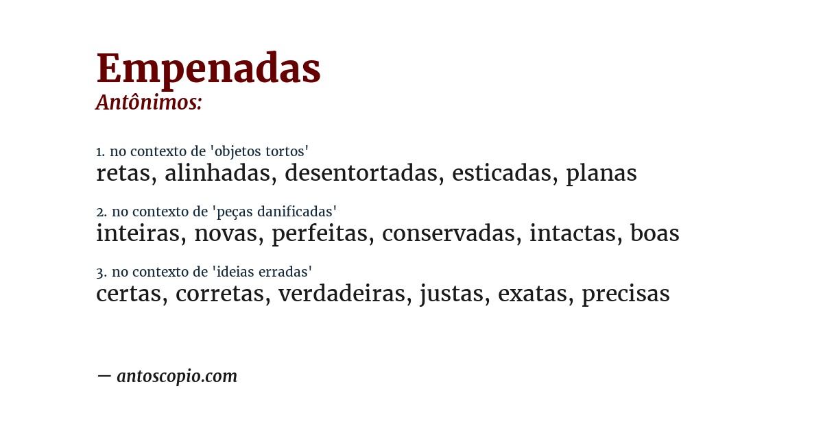 Antônimo de empenadas