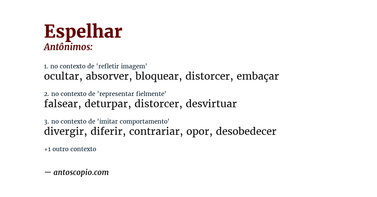 Antônimo de espelhar