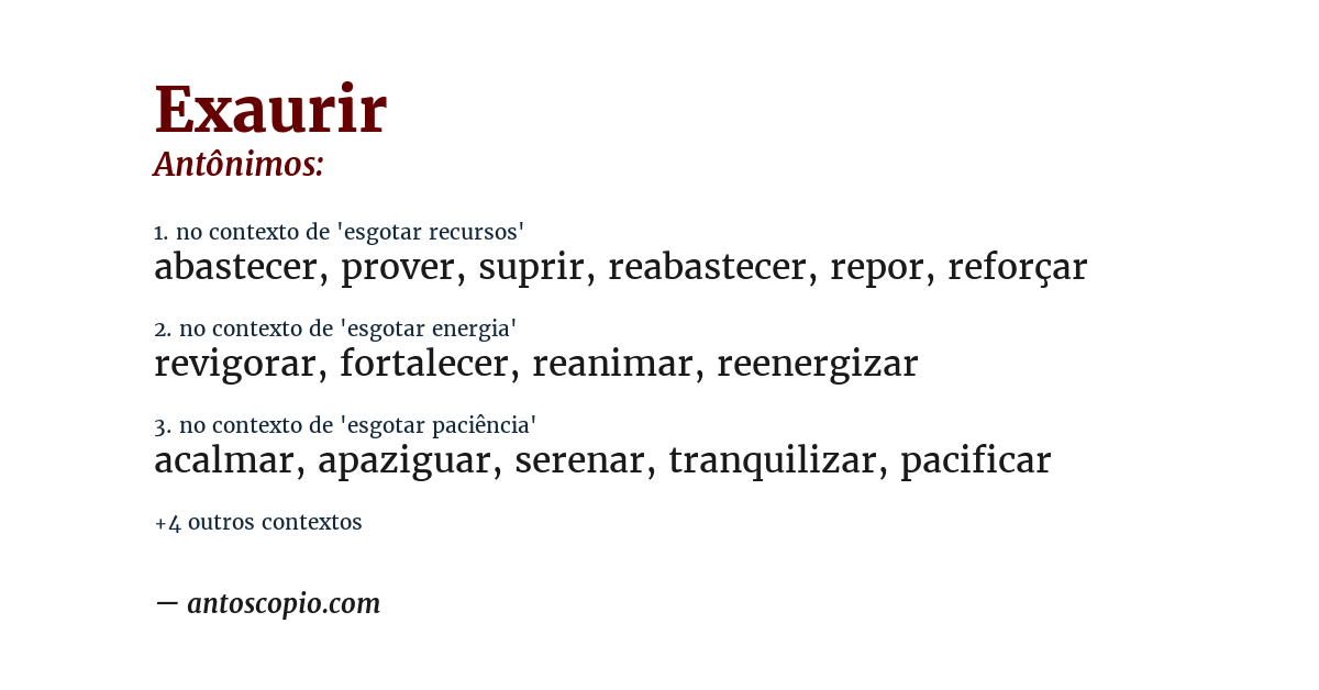 Antônimo de exaurir