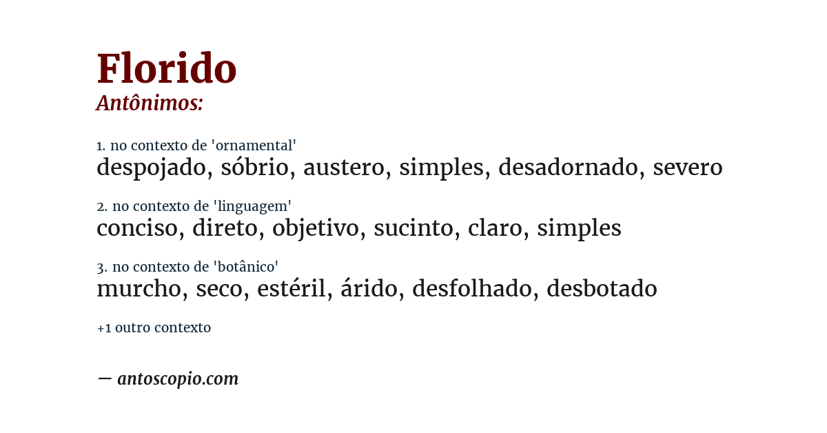 Antônimo de florido