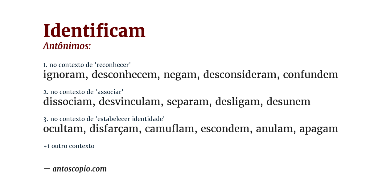 Antônimo de identificam
