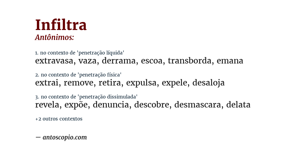 Antônimo de infiltra