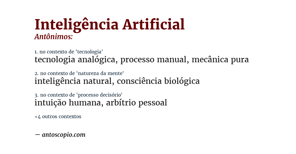 Antônimo de inteligência artificial