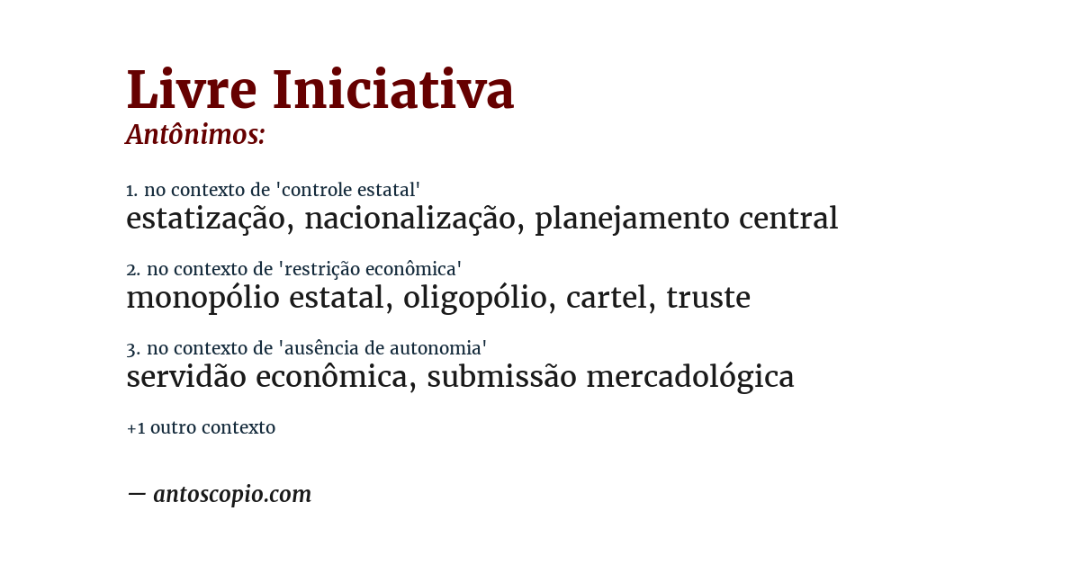 Antônimo de livre iniciativa