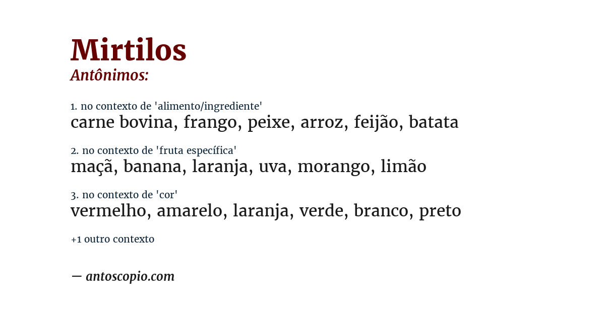 Antônimo de mirtilos