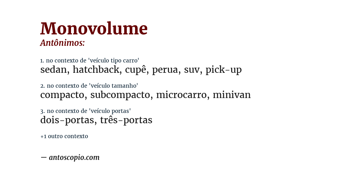 Antônimo de monovolume