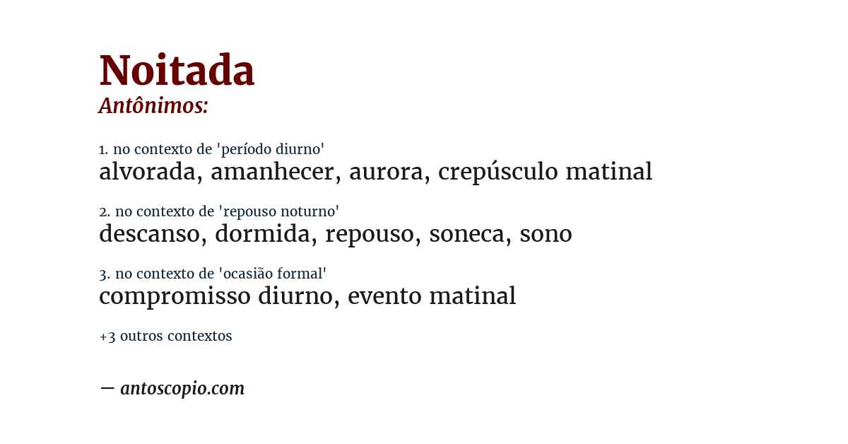 Antônimo de noitada