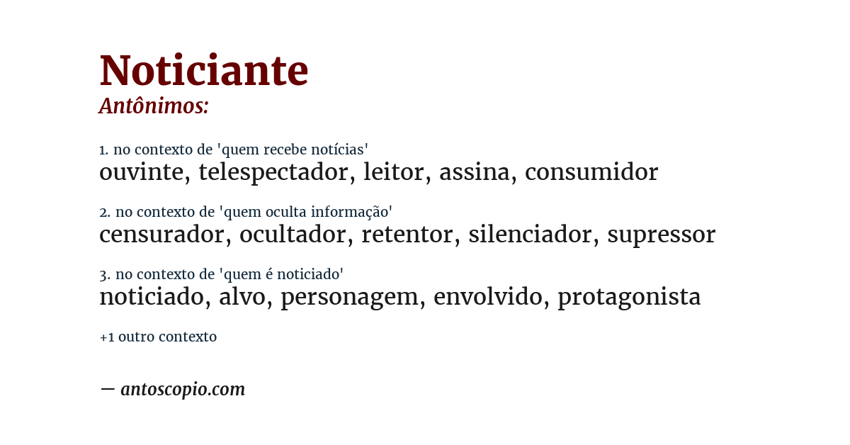 Antônimo de noticiante