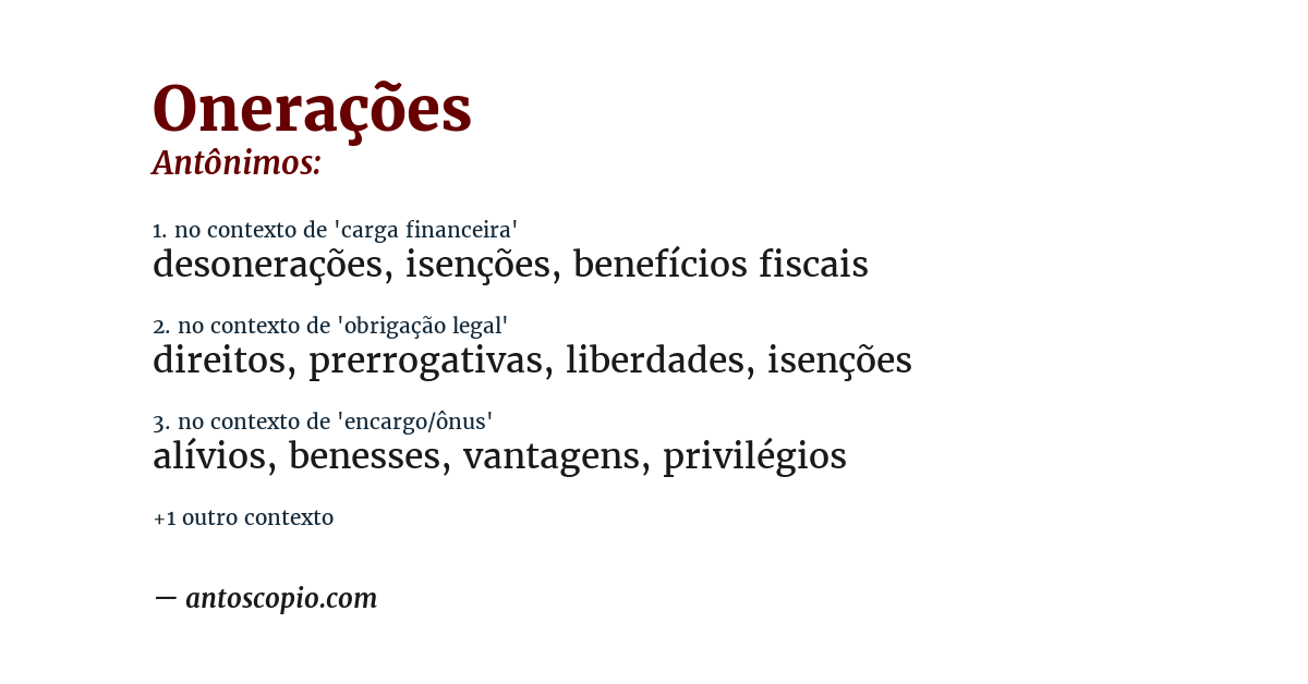 Antônimo de onerações