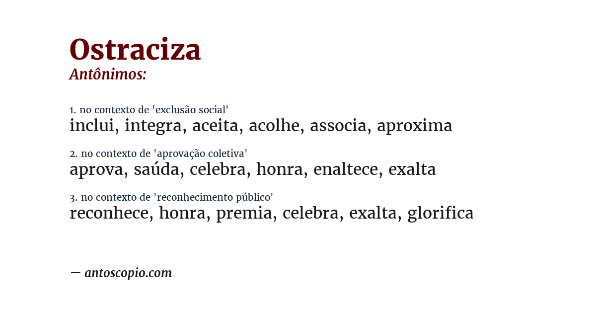 Antônimo de ostraciza