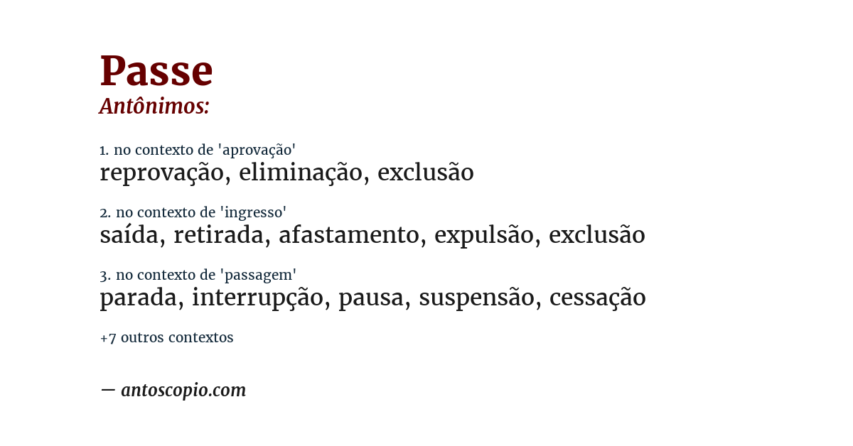 Antônimo de passe