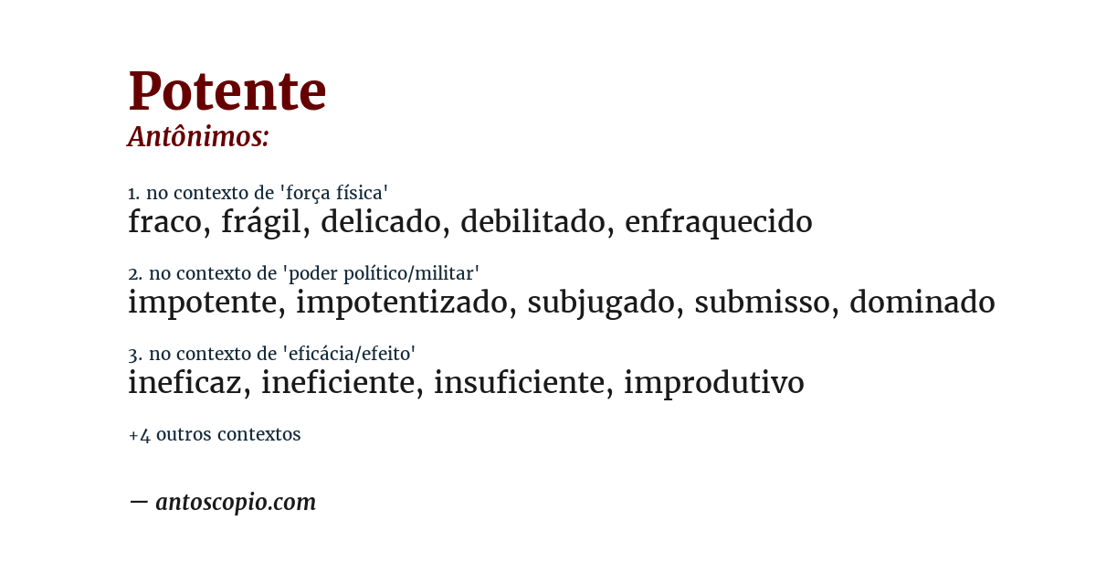 Antônimo de potente