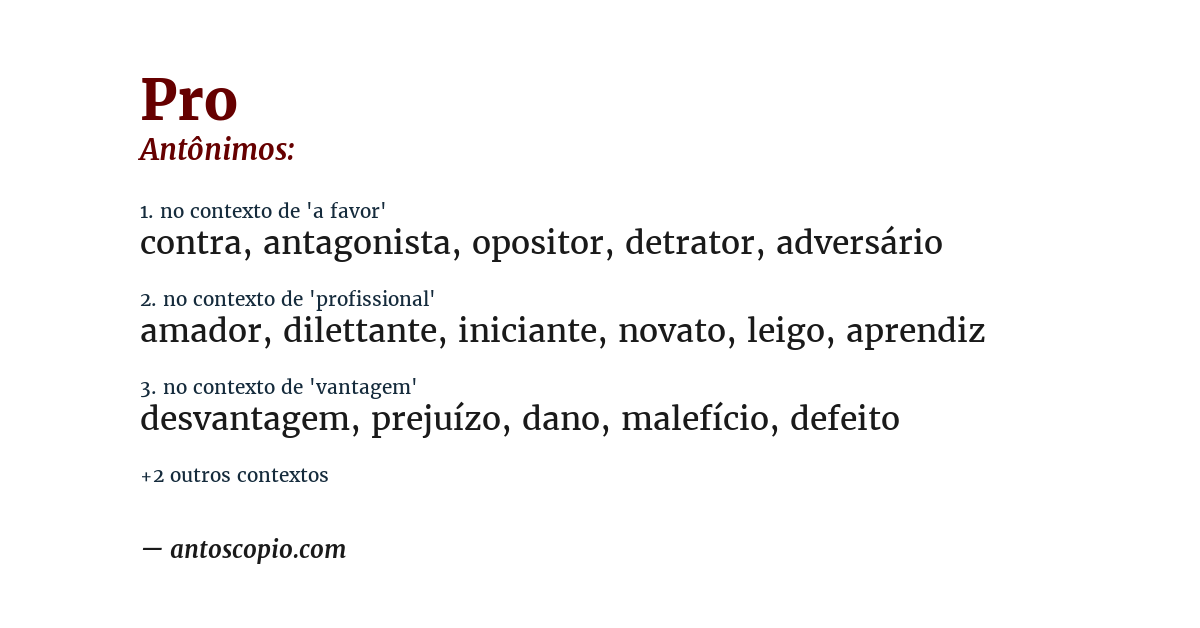 Antônimo de pro