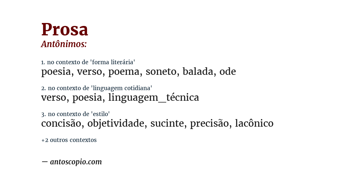 Antônimo de prosa
