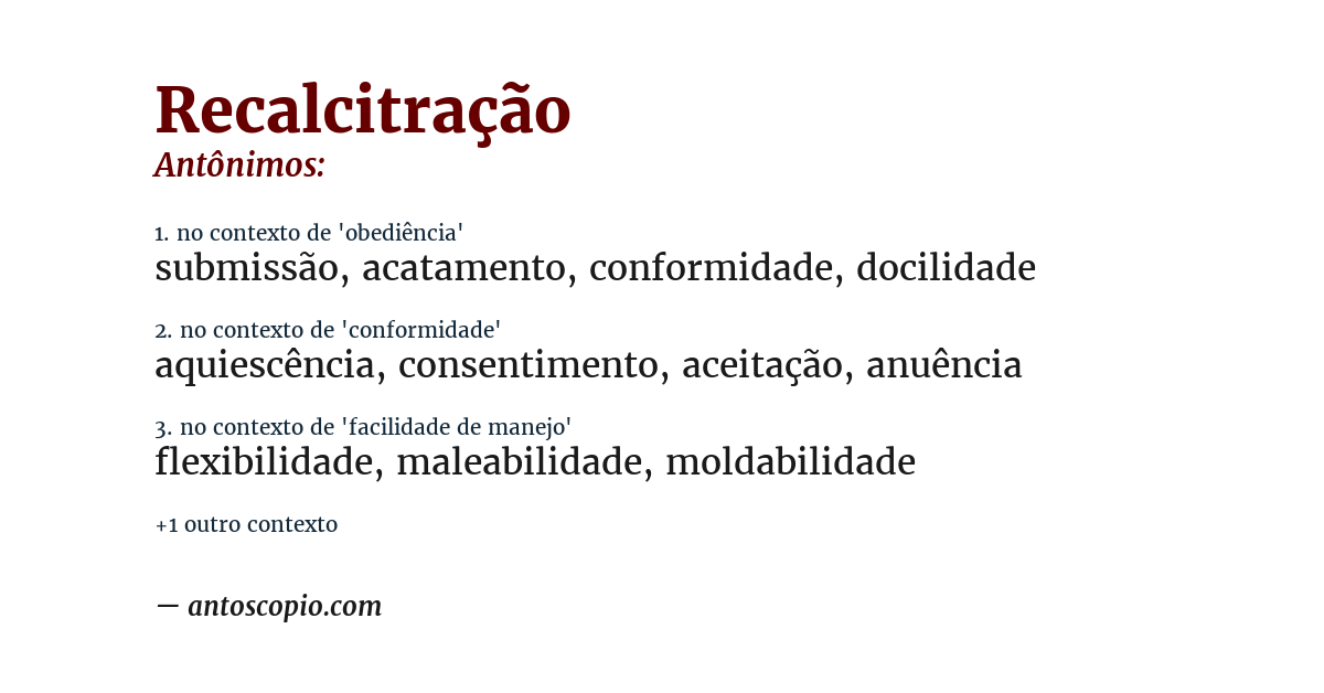 Antônimo de recalcitração