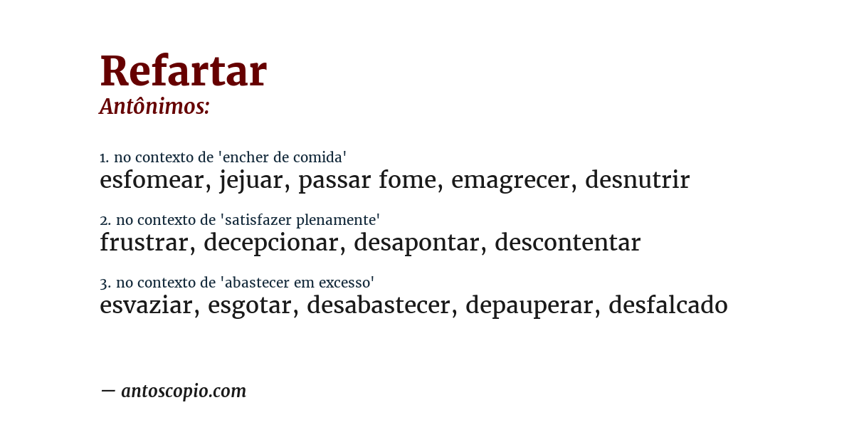 Antônimo de refartar