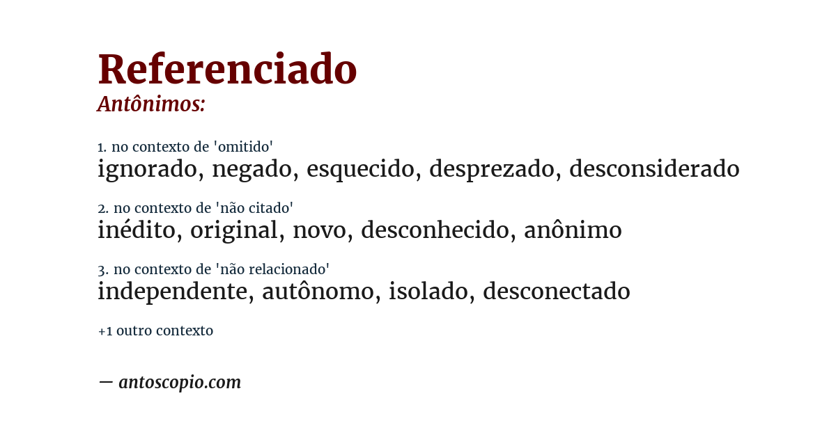 Antônimo de referenciado